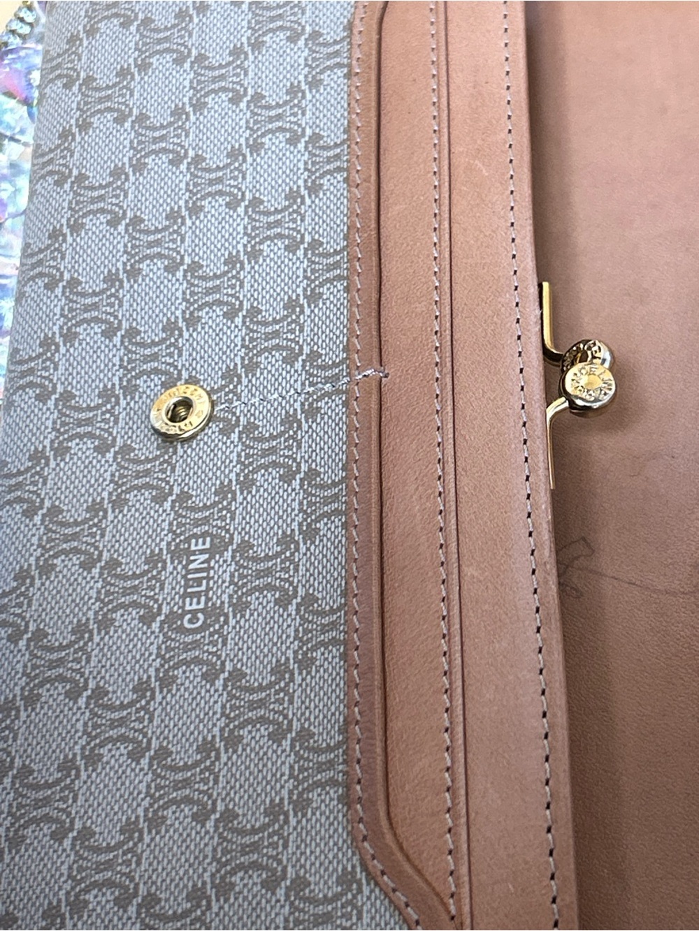Celine Brown and Beige Triomphe Canvas Continental Wallet - Picture 10 of 16
